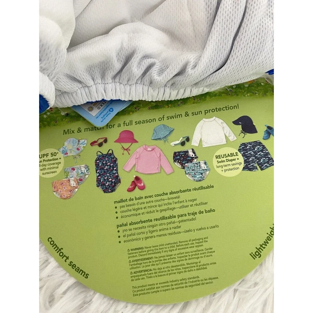 Green Sprouts Baby Swimsuit Diaper Boys Size 12 Months Blue Reusable Beach Swim